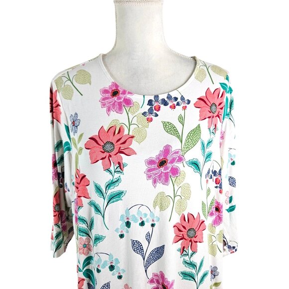 Floral Print J Jill Wearever Collection Womens Dress Size 1X Casual Comfortable - Picture 6 of 11